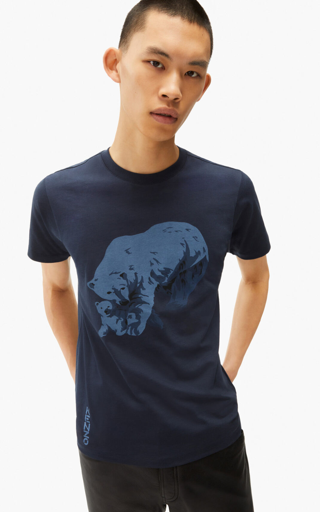 Kenzo The 冬 Capsule Polar Bear Tシャツ メンズ 青 黒 - HBRKPA908